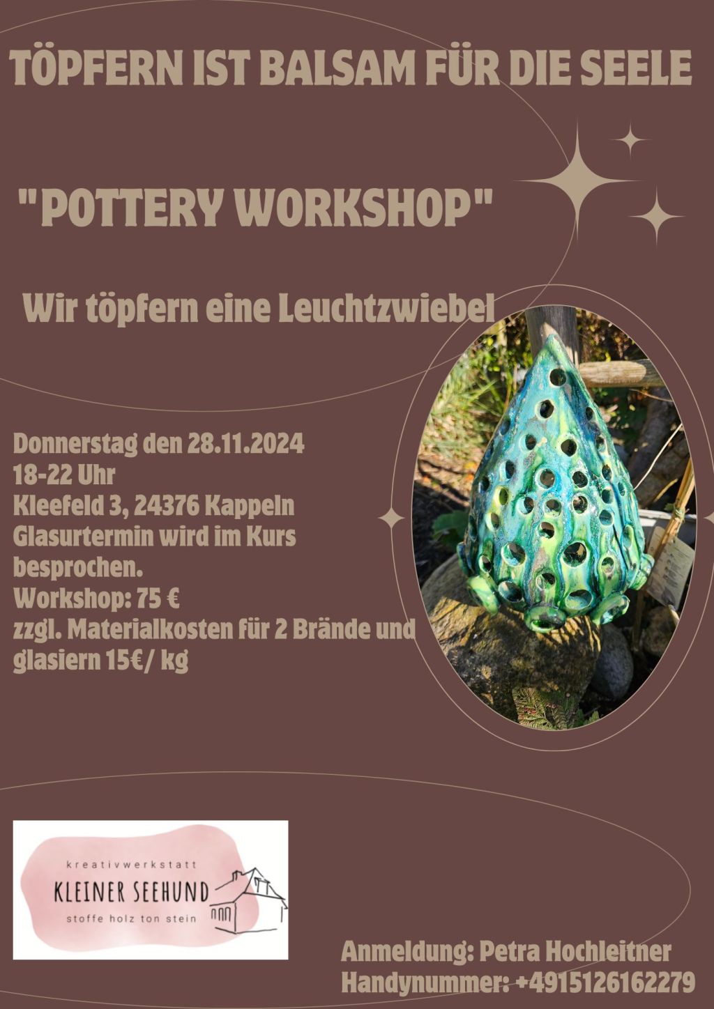 Töpferkurs „Leuchtzwiebel“ am&nbsp;28.11.2024